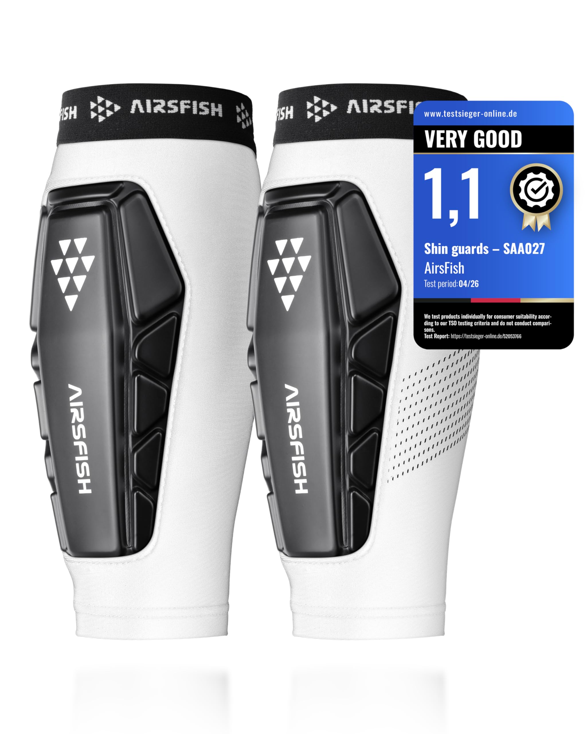 AirsFish Football Shin Pads Sleeves, PU Shock Core & Silicone Grip Strips, Ultra-Light Breathable Shin Defender, Lightweight Shin Guards for Kids