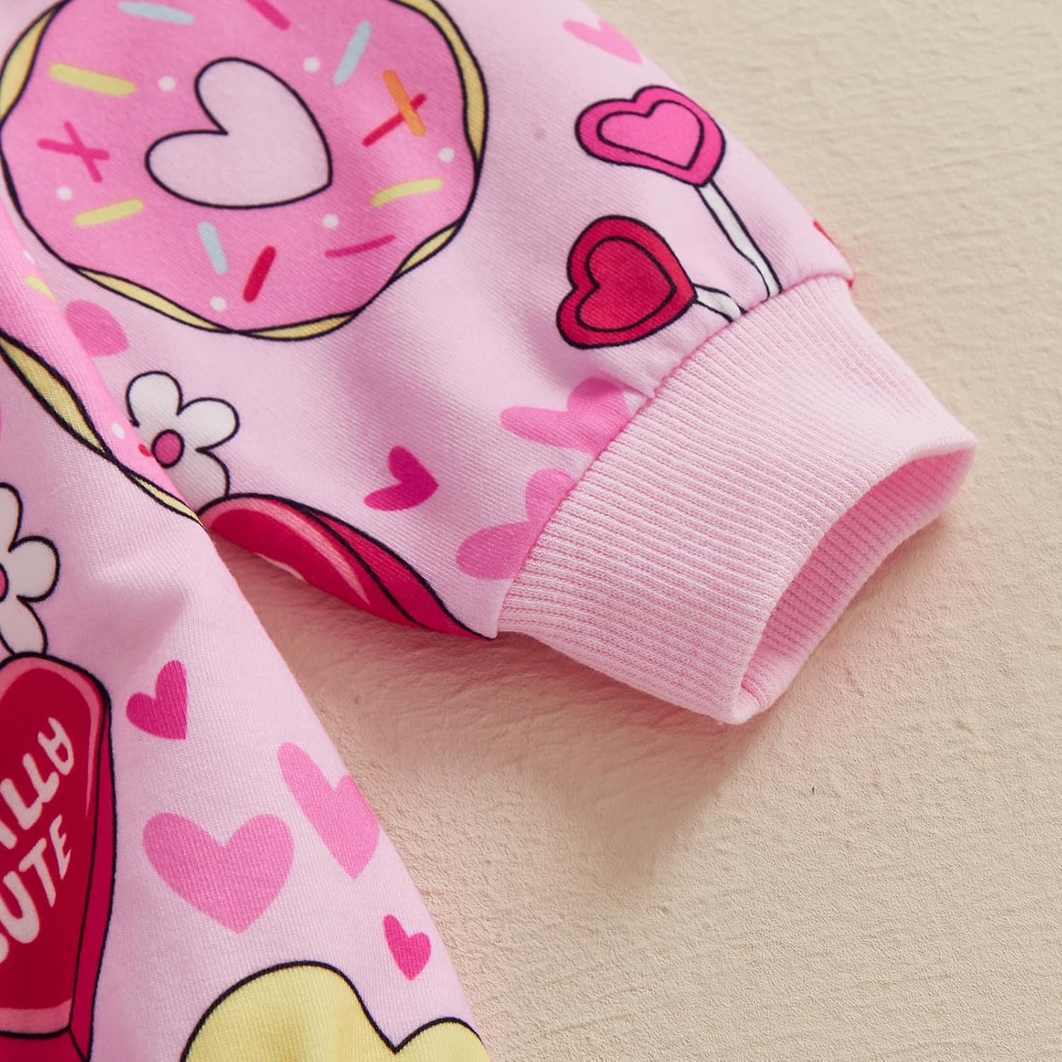 Lamuusaa Newborn Baby Girl Valentines Day Outfit Long Sleeve Heart Romper Bodysuit Oversized Sweatshirt Shirts 0-18M - Image 4