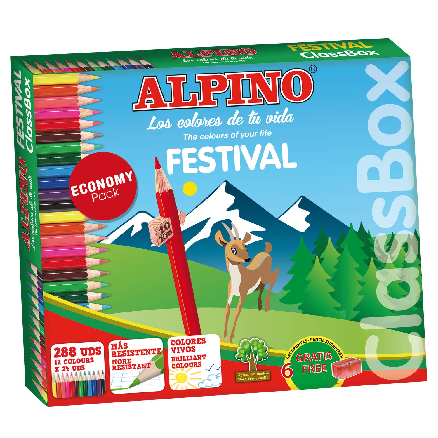 Lapices de colores alpino festival classbox caja de 288 unidades 12 colores surtidos