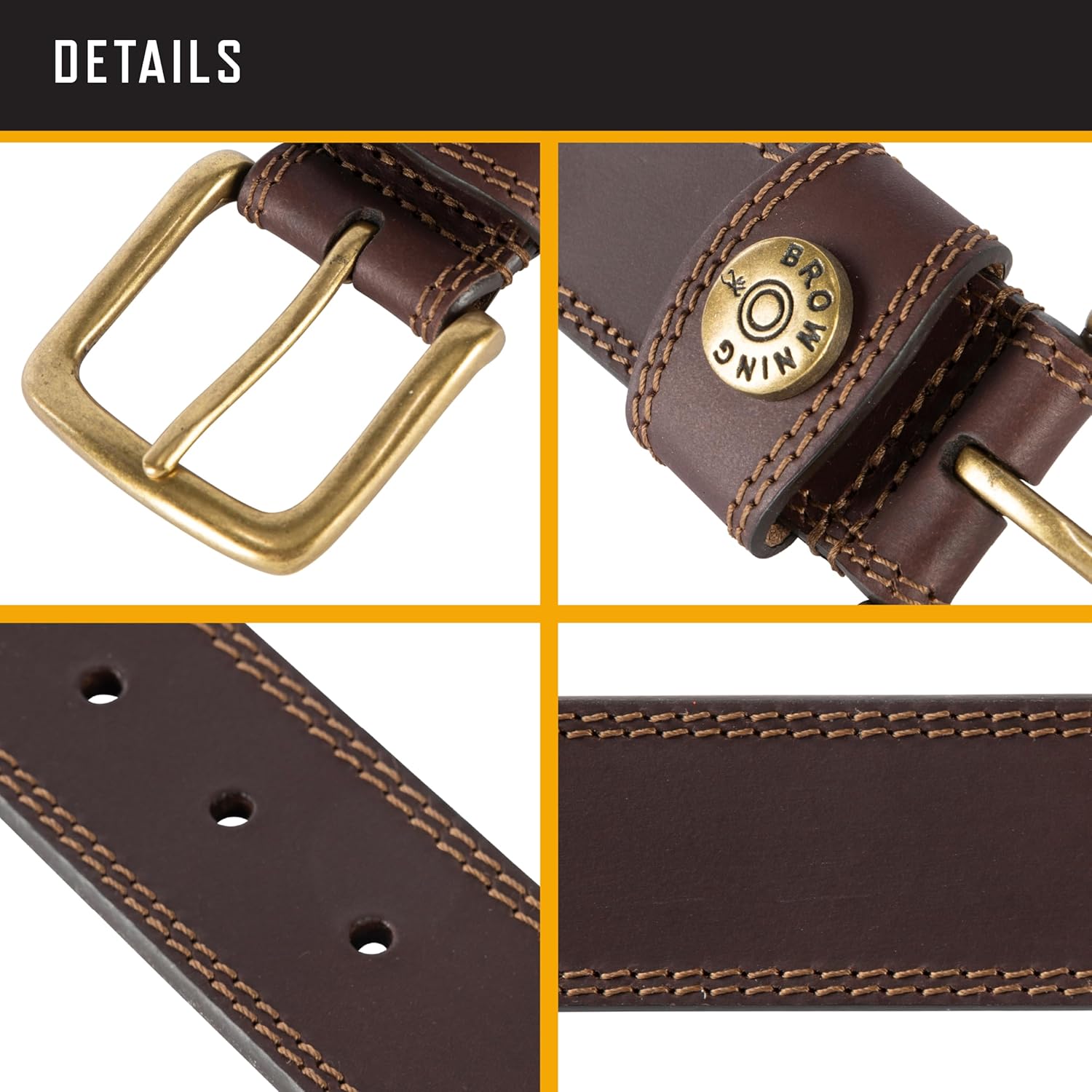 Browning Men's Rugged Leather Casual Belts - Image 3