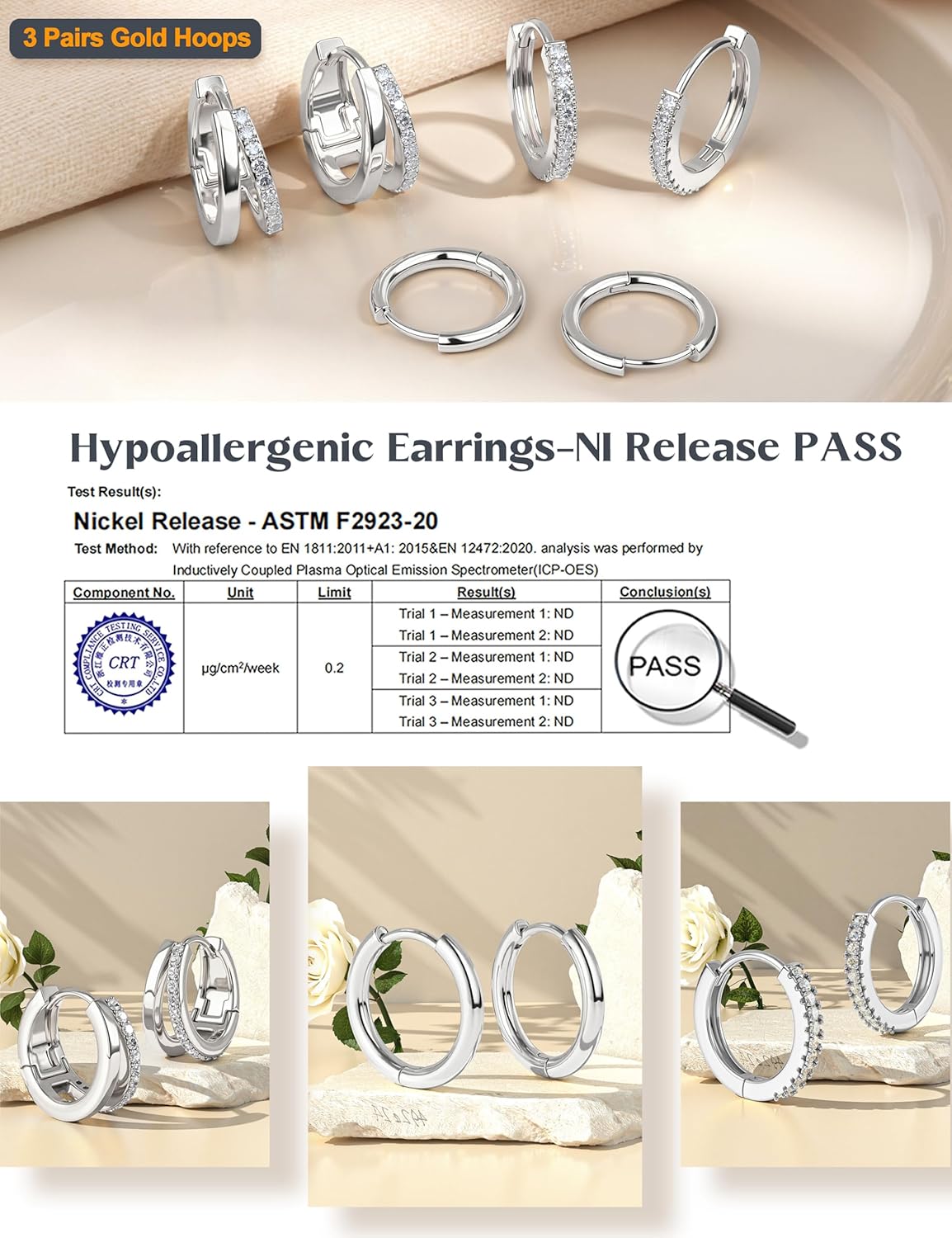 Dochais 6 Pairs 14K Gold Plated Small Hoop Earrings for Women, Hypoallergenic Silver Stackable Cartilage & Stud Earring Set, Dainty Huggie Stacks Set for Multiple Piercings - Image 5