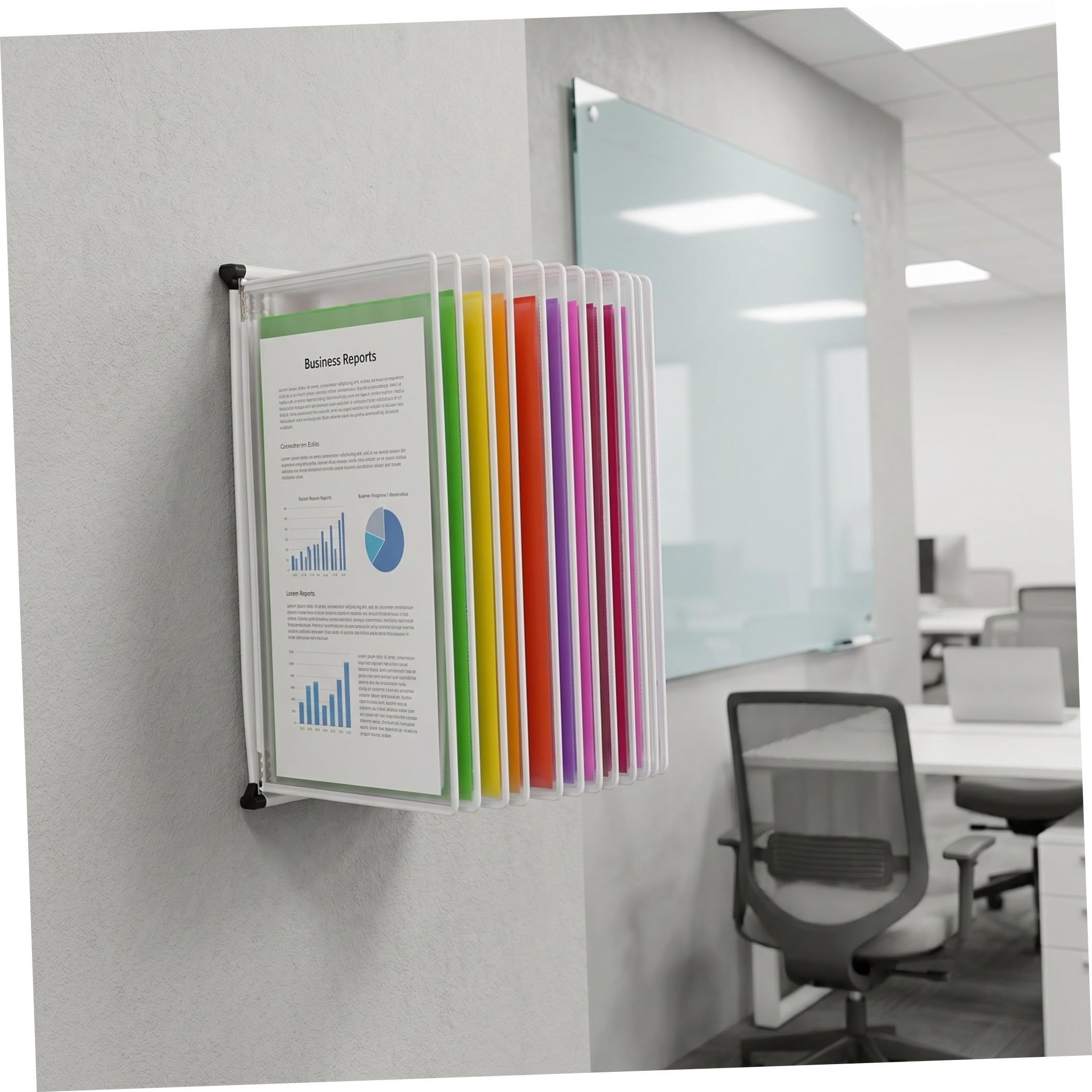 jojofuny Cartellina Porta Documenti da Muro A4 10 Tasche Doppia Faccia in Ferro e Pvc Resistente per Organizzazione Ufficio e Archiviazione Ordinata