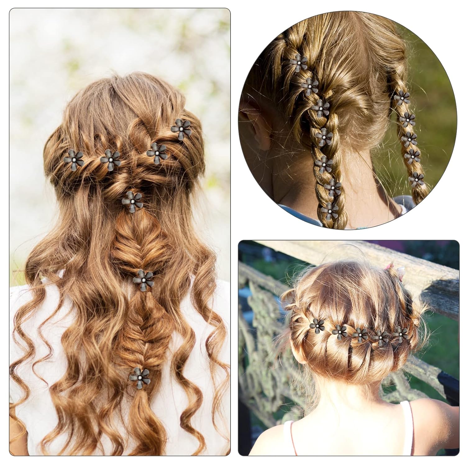 10 Pcs Mini Diamond Hair Claw Clips,Small Hair Clips Flower Hairpins Hair Accessories for Women,Girls,Sweet Mini Barrettes Hair Styling Accessories for Photograph,Daily,Party,Wedding (black) - Image 6