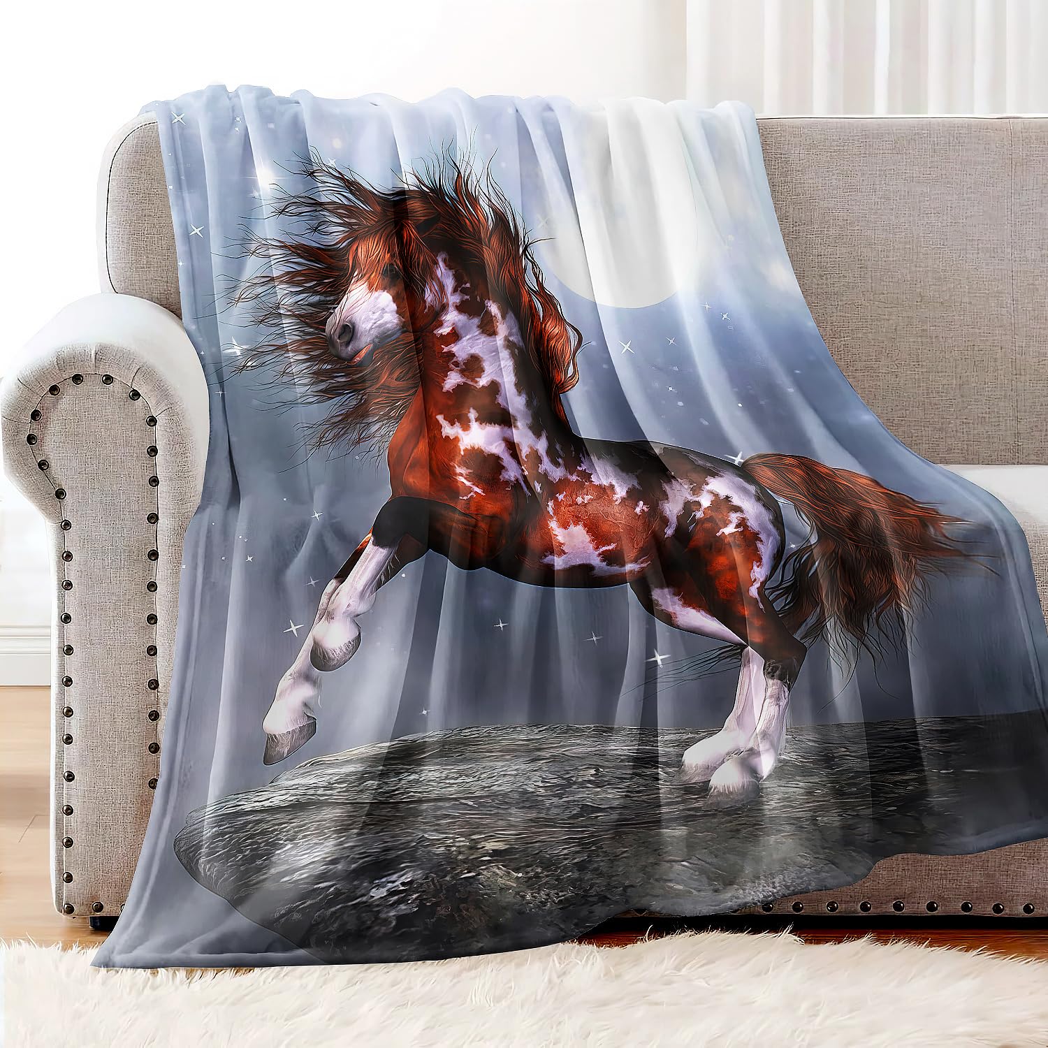 YISUMEI Decke Einheimisches Pferd Kuscheldecken Weich Flanell Fleecedecke Bettüberwurf(150x200cm)