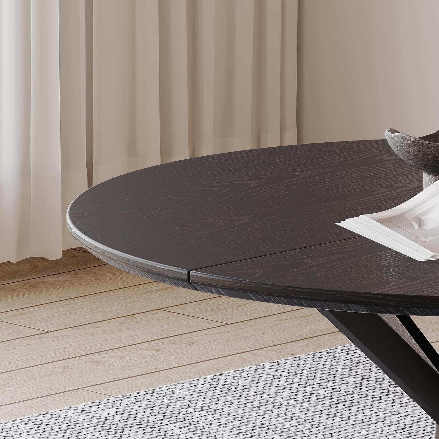 ALBAD 46.4" Round Dining Table, Mid Century Modern Round Dining Room Table for 4-6 with Metal Legs, Easy Assembly Coffee Table, Space-Saving Design for Kitchen and Dining Room