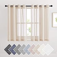 Vista 245 de NICETOWN Cortinas semitraslúcidas con textura de lino, con ojales, tratamiento de ventanas, cortinas verticales de lino con filtro de luz para sala