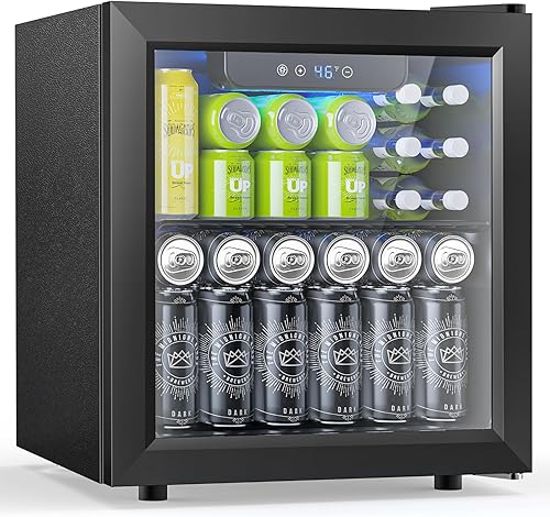 Refrigerador de bebidas para 50 latas, 1.3 pies cúbicos de mini refrigerador con puerta de vidrio para cerveza, refrescos, vino, control de