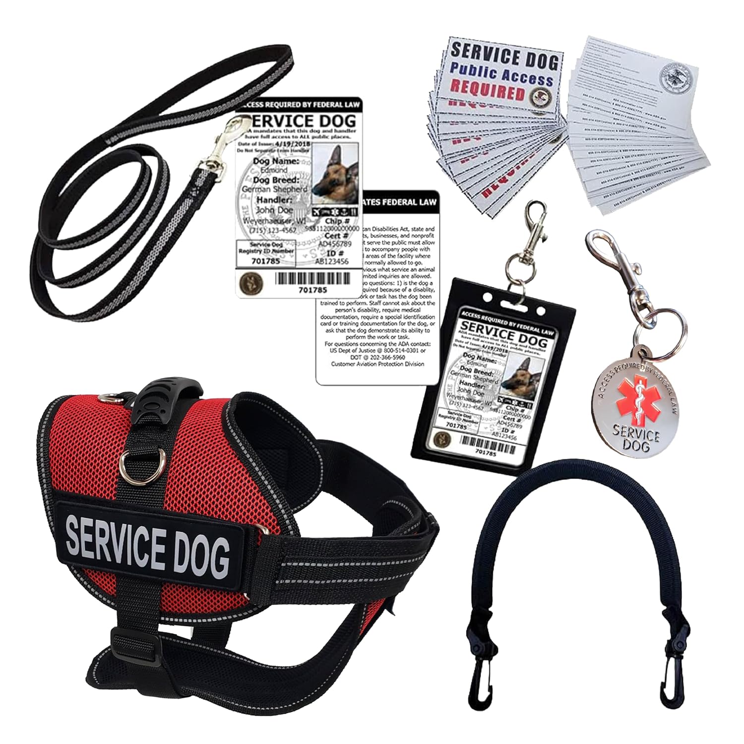 ActiveDogs Full Service Dog Kit Small Red Service Dog Vest Harness