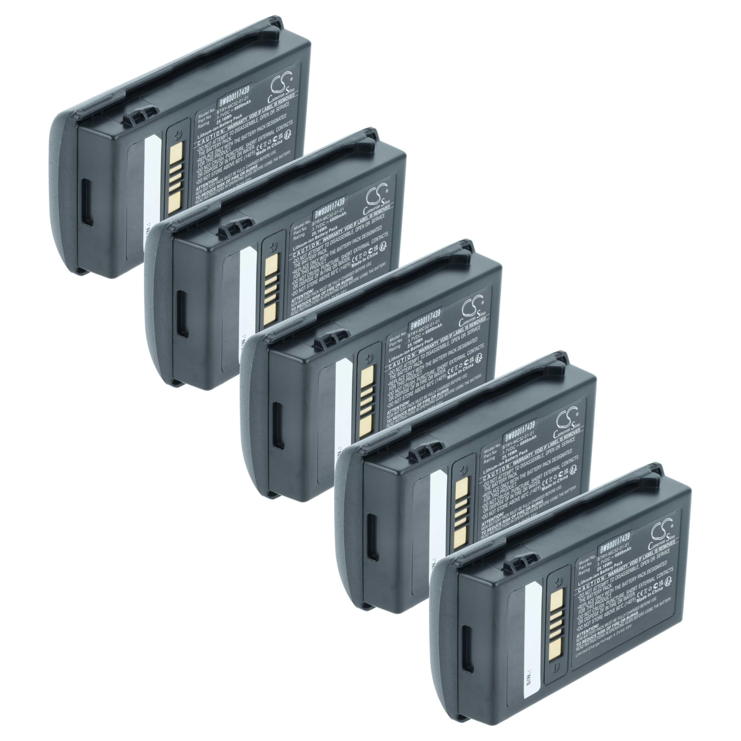 vhbw 5x batteria sostituisce Motorola BTRY-MC32-01-01 per lettore di codici a barre, POS (6800mAh, 3,7V, Li-Ion)