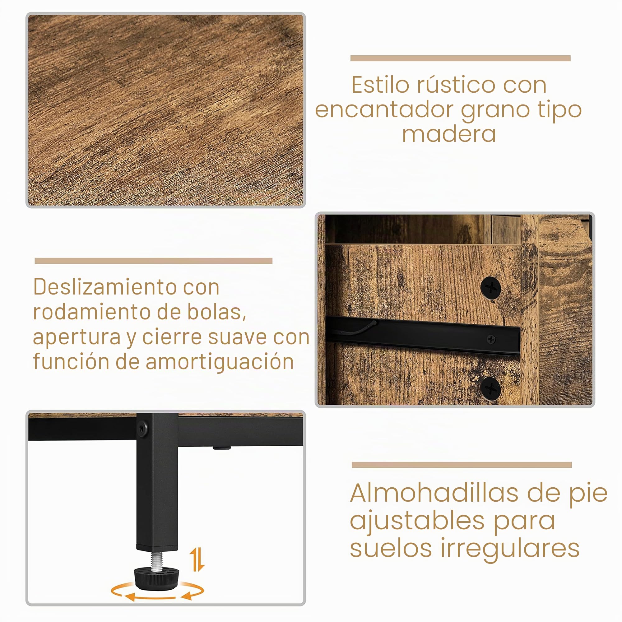 Yaheetech Mueble Auxiliar Baño Armario Baño de Suelo Marrón 55,5x30x86,5 cm | Mueble Almacenajede Cocina de Industrial