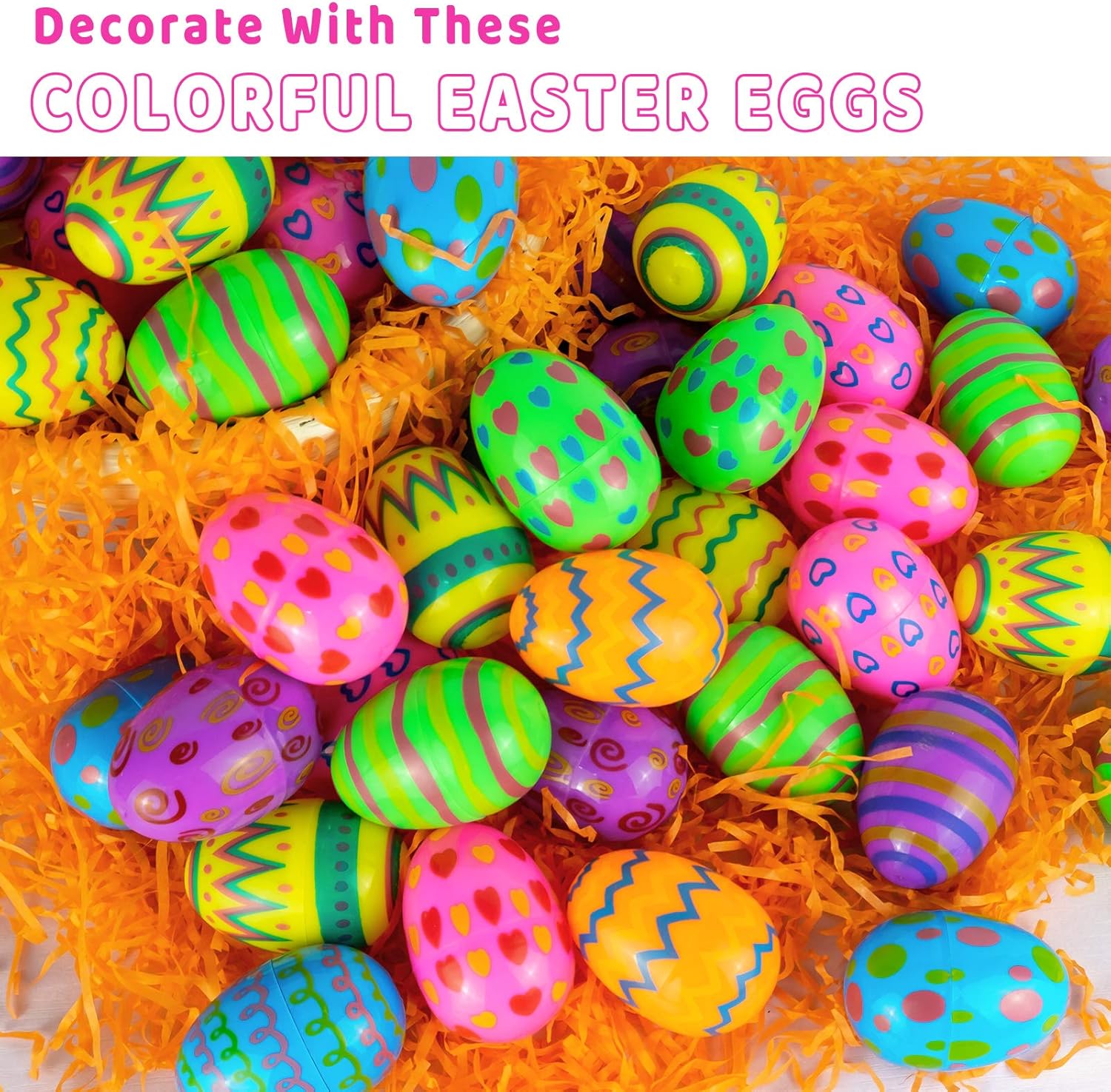 Easter Eggs Empty, 36PCS Plastic Easter Eggs Bulk, Fillable Painted Easter Egg Decoration, Easter Basket Stuffer for Easter Egg Hunt, Classroom Prize Supplies, Filling Treats and Party Favor