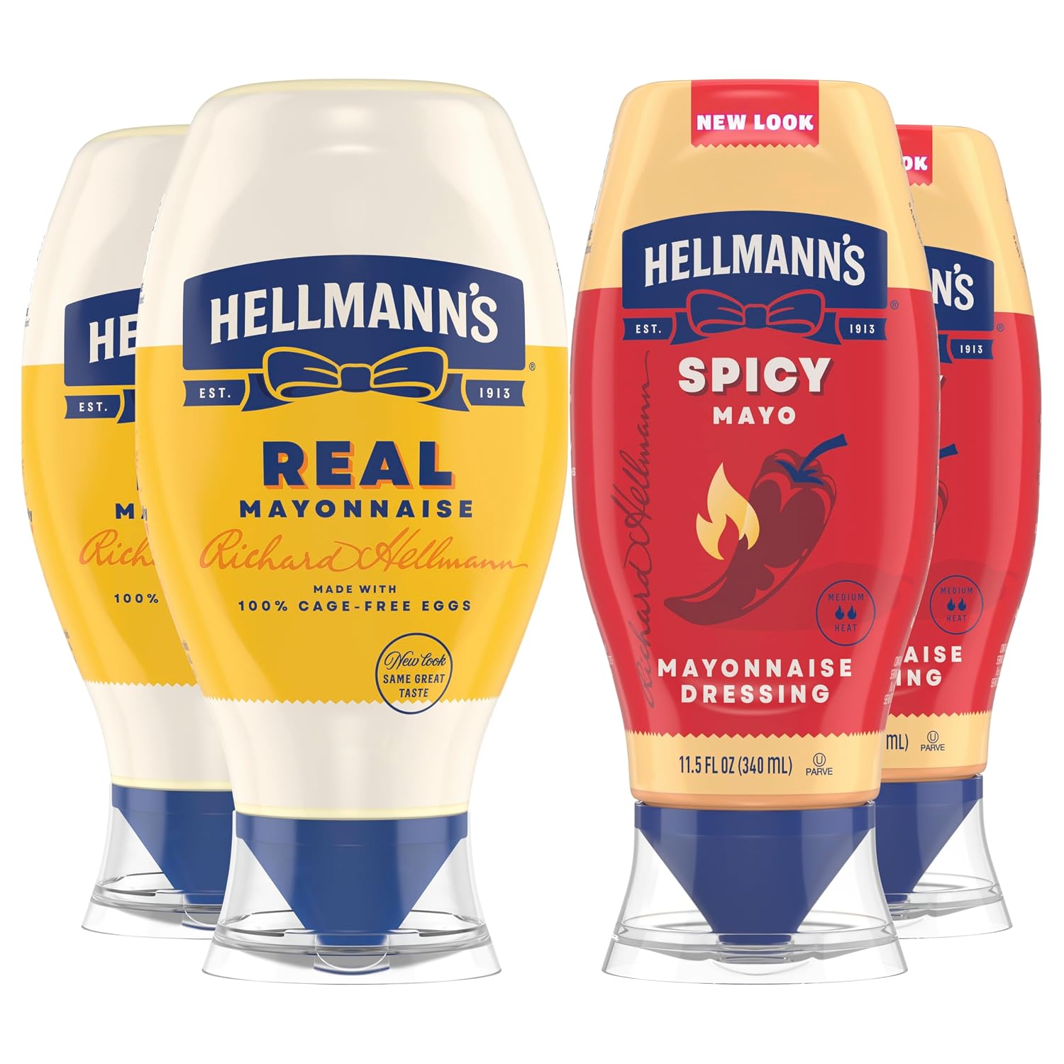 Hellmann's Mayo 4ct bundle, 3ct 20oz Squeeze & 1ct Spicy Mayonnaise 11.5oz