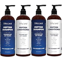 Shiny Leaf Peptide Shampoo and Conditioner Set - Biotin Hair Care with Caffeine & Saw Palmetto - Sulfate Free Thickening Formula for Men & Women - Safe for Color Treated Hair - 16 fl oz Pack of 4