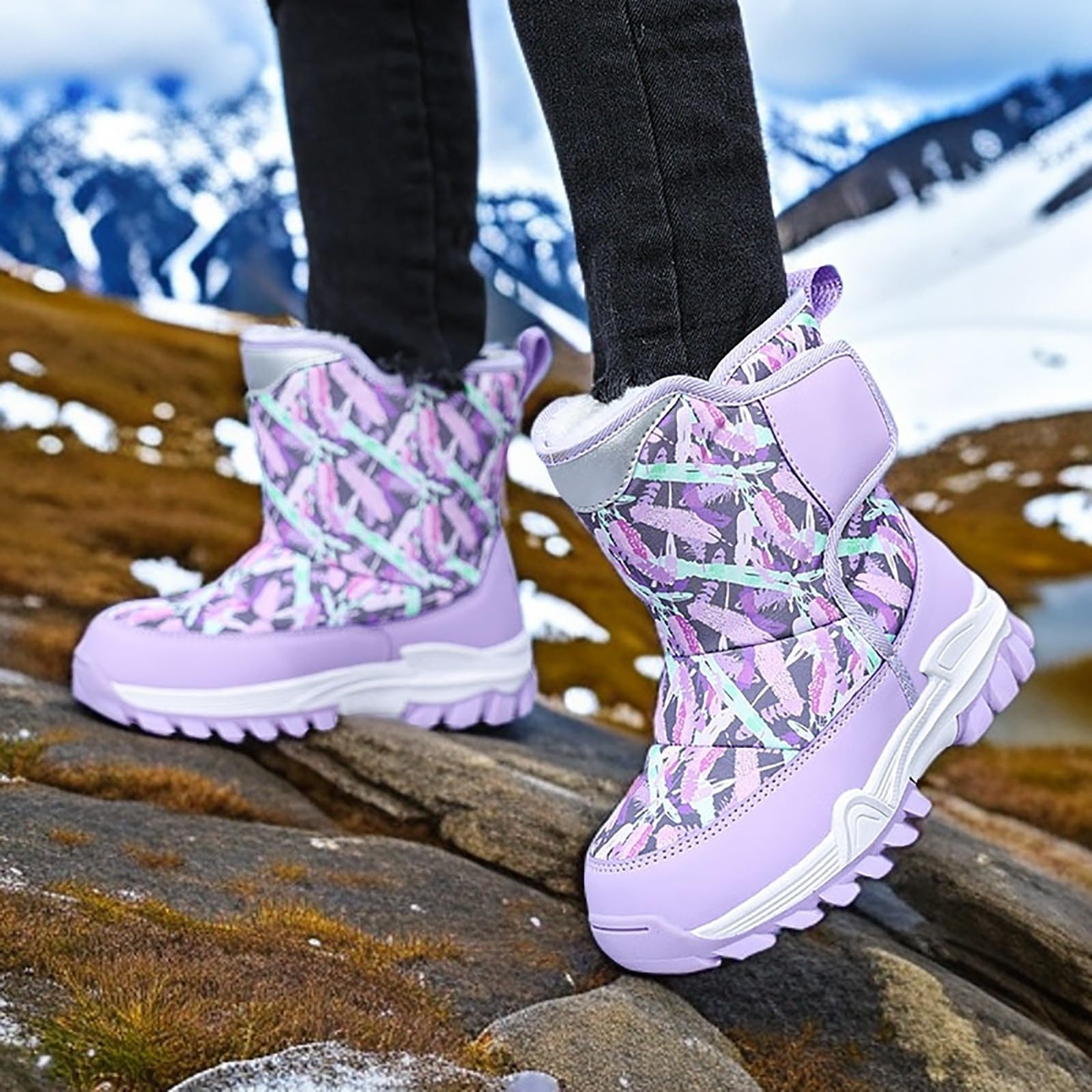Generisch Stivali da neve per bambini, invernali, caldi, imbottiti, antiscivolo, per attività all'aria aperta, per attività all'aria aperta, per snowboot, comodi stivali termici