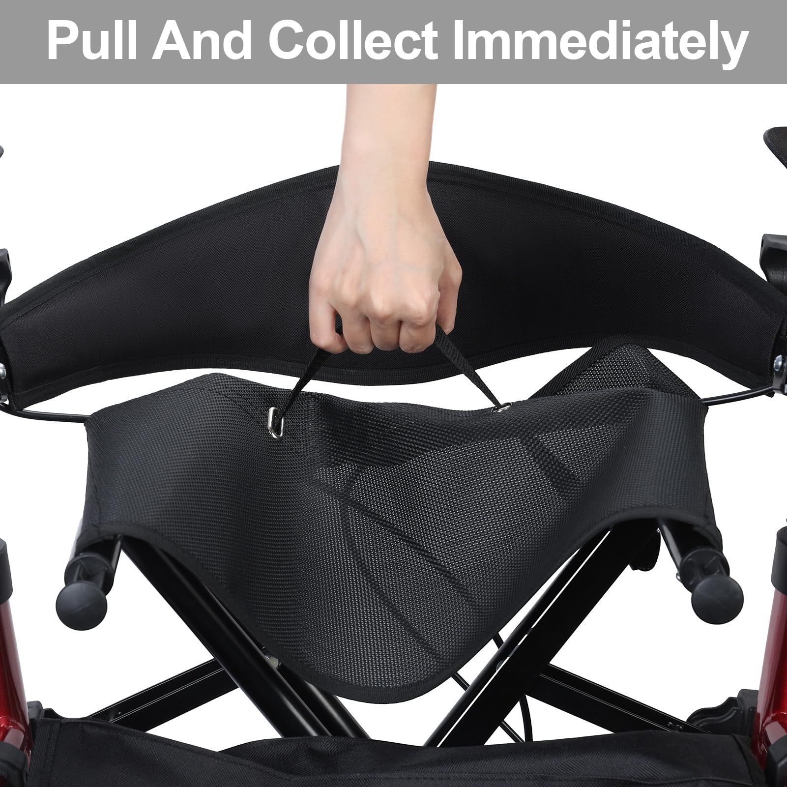Andador con ruedas para personas mayores, ligero y plegable con bolsa de almacenamiento, altura ajustable mejorada, andador de 4 ruedas con asiento y frenos para personas mayores y adultos,