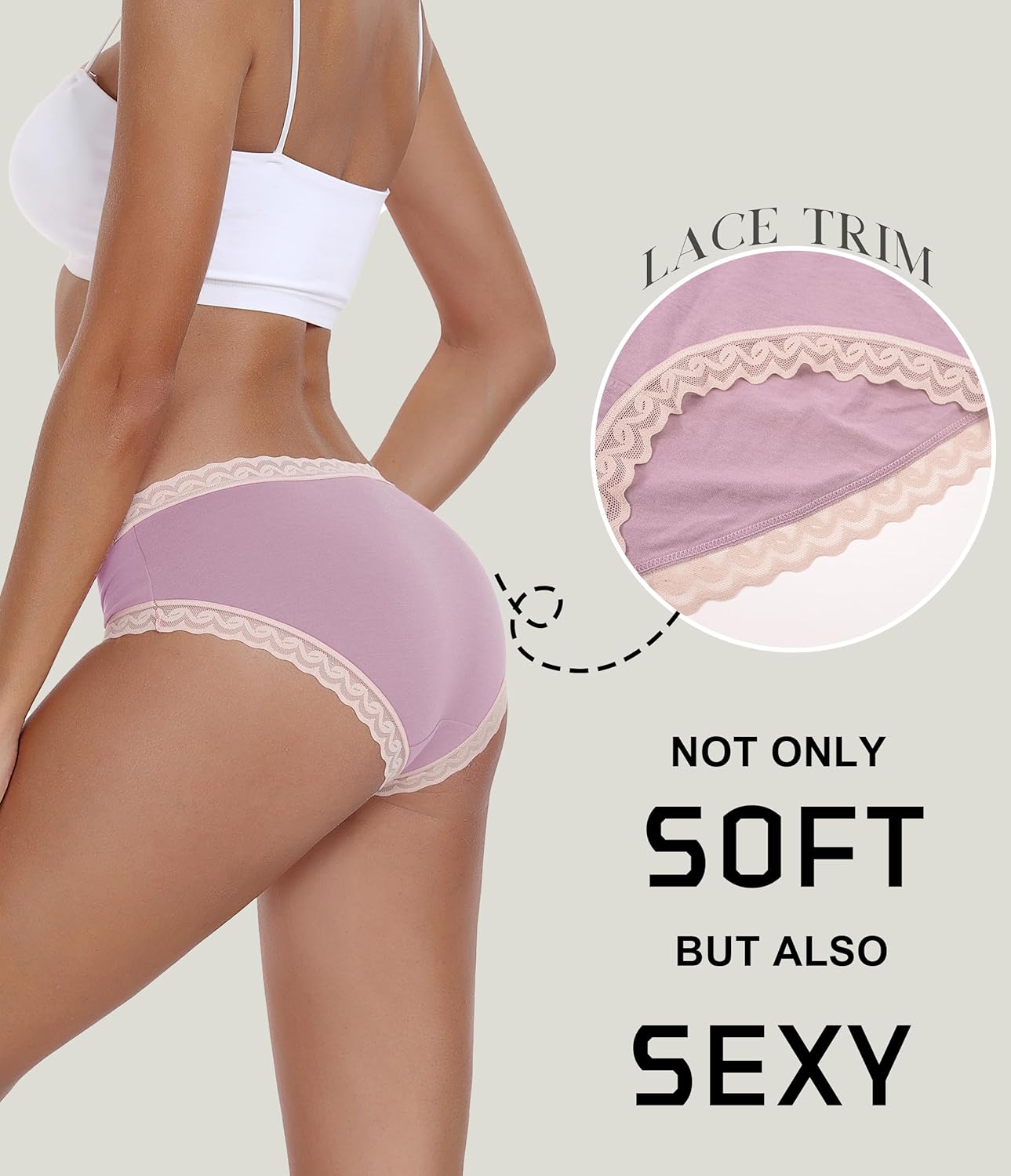 ANLIQI Womens Underwear Lace Trim Hipster Panties Pack Soft Moisture Wicking Cotton Bikini Briefs Cool Undies Underpants - Image 4