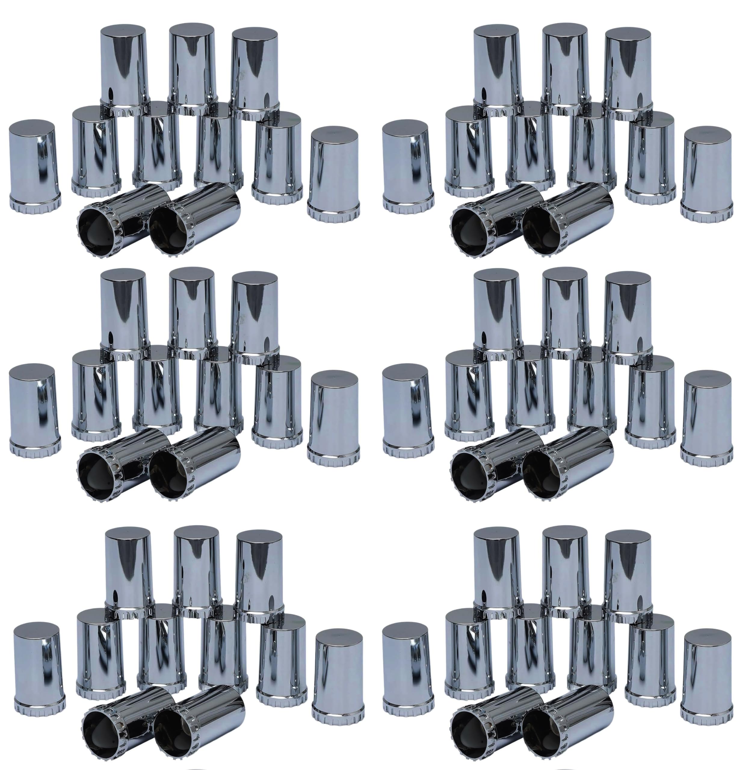 Torque 60 pcs of 33mm Chrome Cylinder Screw-on Lug Nut Covers for Volvo (VNL) & International & Peterbilt & Kenworth & Mack & Freightliner (Cascadia, Columbia, M2, FLD) Semi Trucks (TR614)