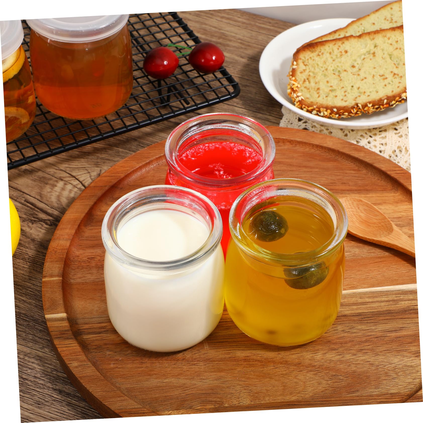 STOBAZA 12 Stück Teiliges Hitzebeständige Glas Dessertgläser mit Deckel Stapelbare Pudding und Joghurtbehälter Vielseitige Mini Mousse Cups für Marmelade Babybrei Gefrierschrank Geeignet