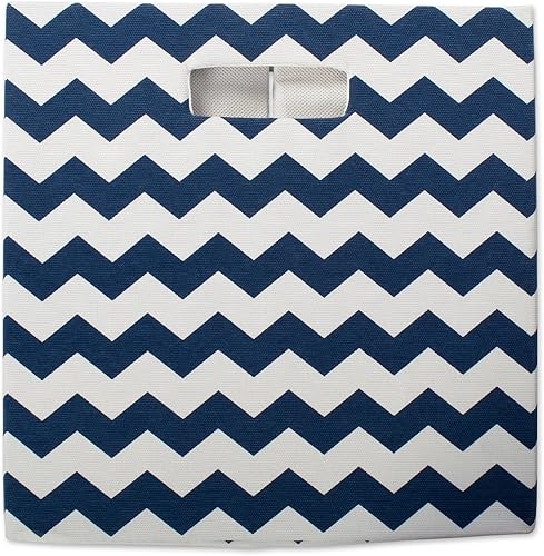 Miniatura 4 de DII Cubo de almacenamiento plegable de poliéster, Chevron, azul, grande