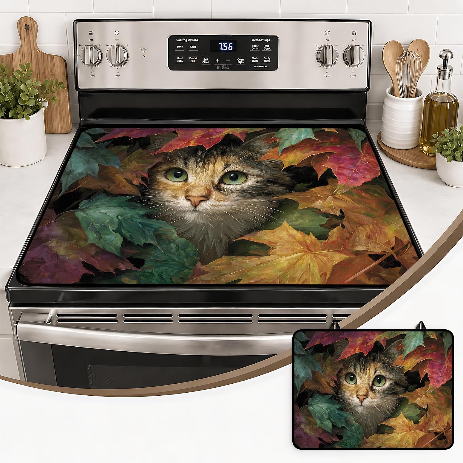 Stove Top Cover for Electric Stove, Heat Resistant Glass Cooktop Protector, Non-Slip Mat, Easy to Clean, Multi-Use Kitchen Electric Stove Top Covers