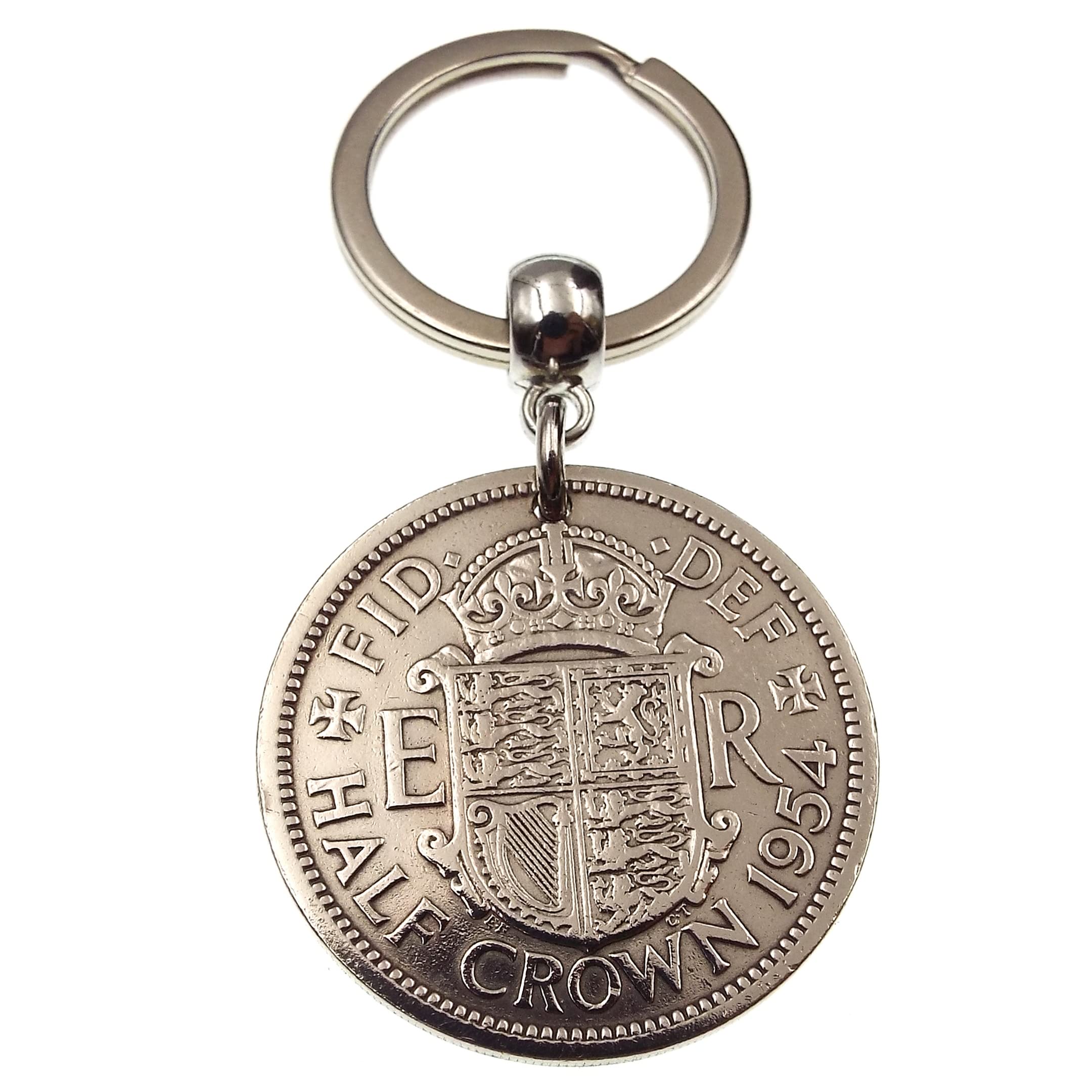 A Silver Dream 1954 Half Crown Coin Keyring Birthday Anniversary Retirement His Hers Men Women
