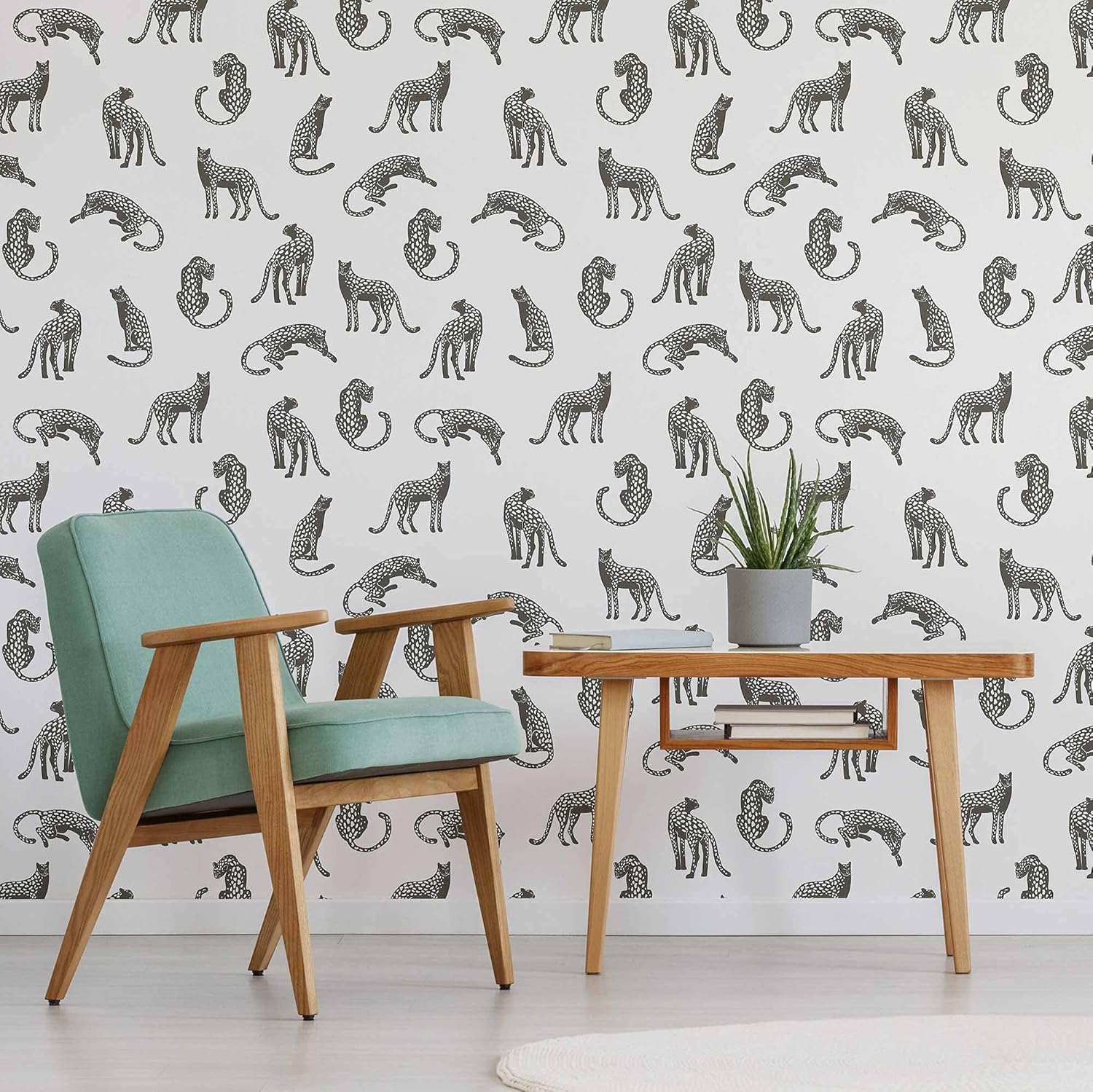 SpeedWallpaper Black and White Leopard Peel and Stick Removable Wallpaper 2220