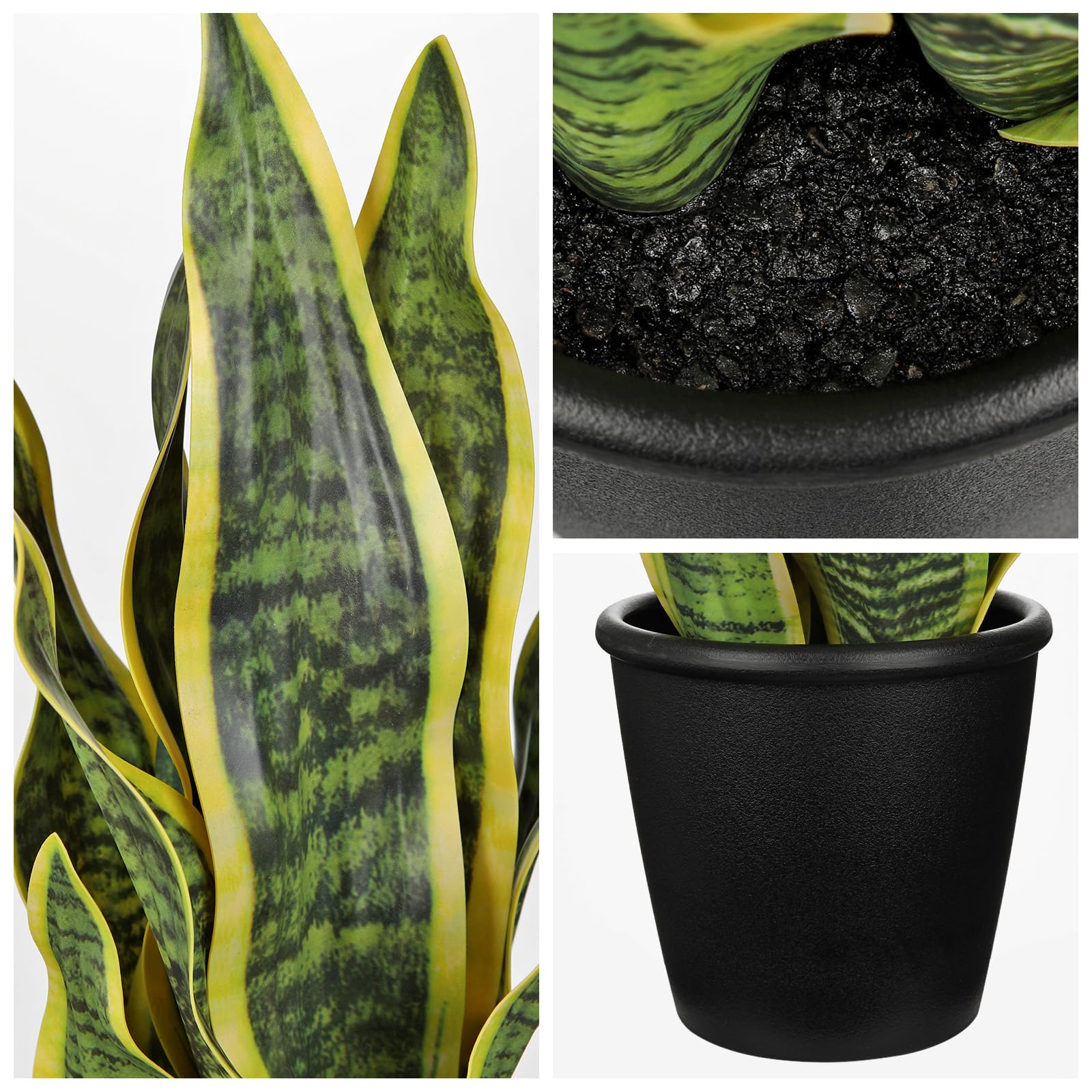 Oairse Pianta artificiale di serpente in vaso, 42 cm, pianta finta Sansevieria per interni, pianta finta in vaso per casa, ufficio, bagno, camera da letto, soggiorno, decorazione