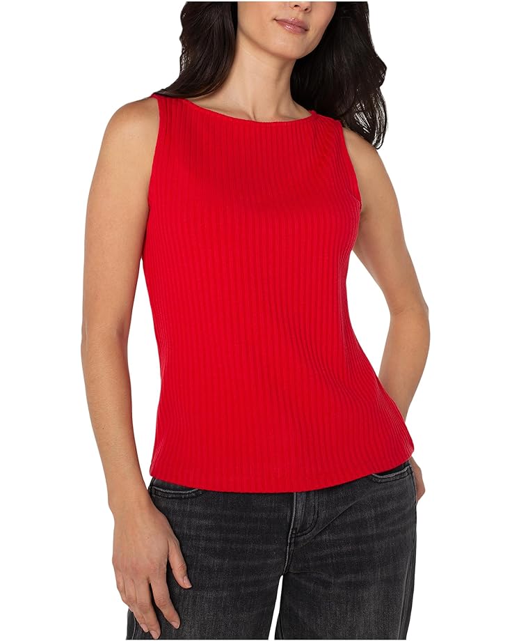 Liverpool Los Angeles Sleeveless Boat Neck Rib Knit Top - Main View