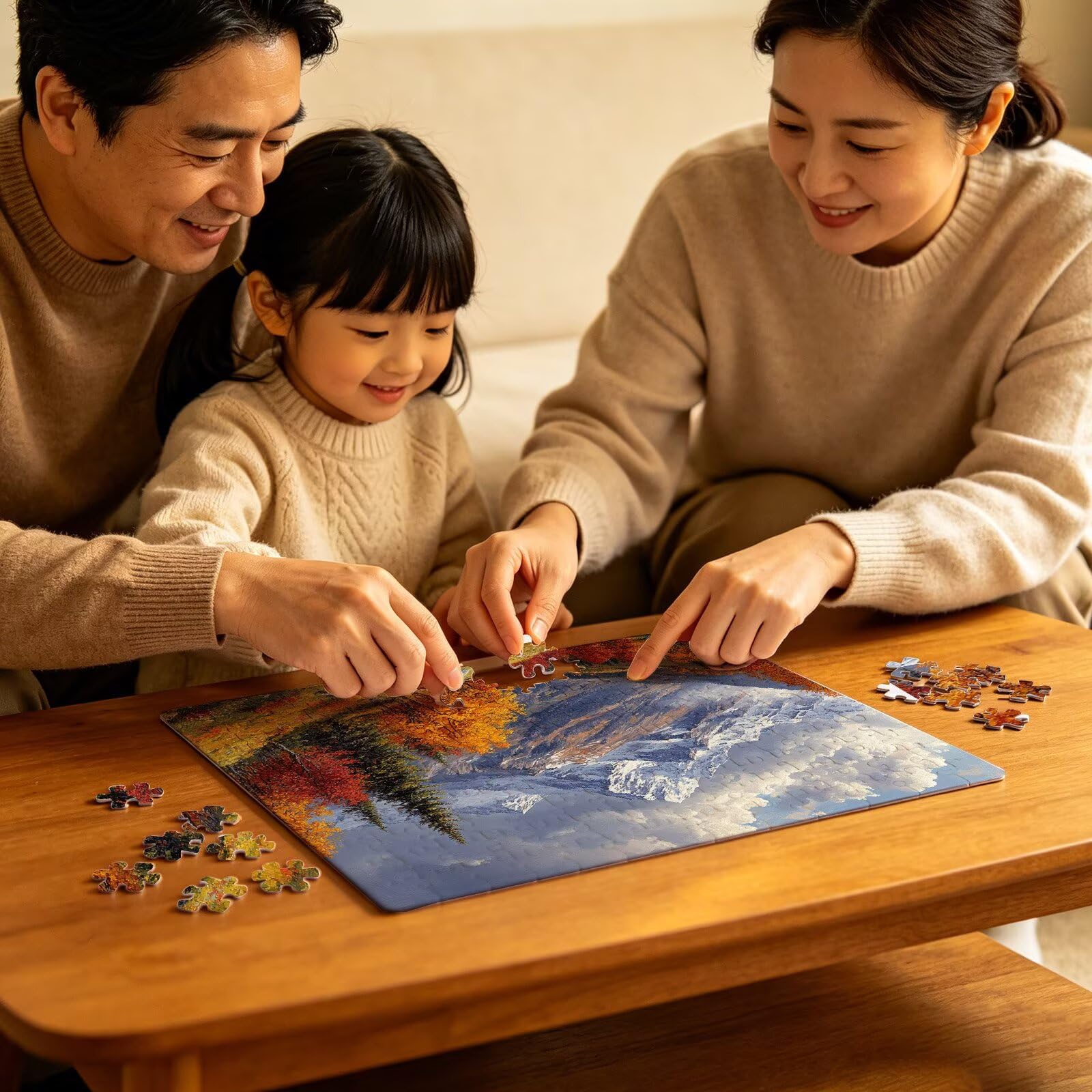 Puzzle 4000 elementów, puzzle 4000 elementów dla dorosłych, trudne puzzle, druk w wysokiej rozdzielczości i jasne kolory, puzzle drewniany łańcuch góry krajobraz z wykwintnym pudełkiem do pakowania