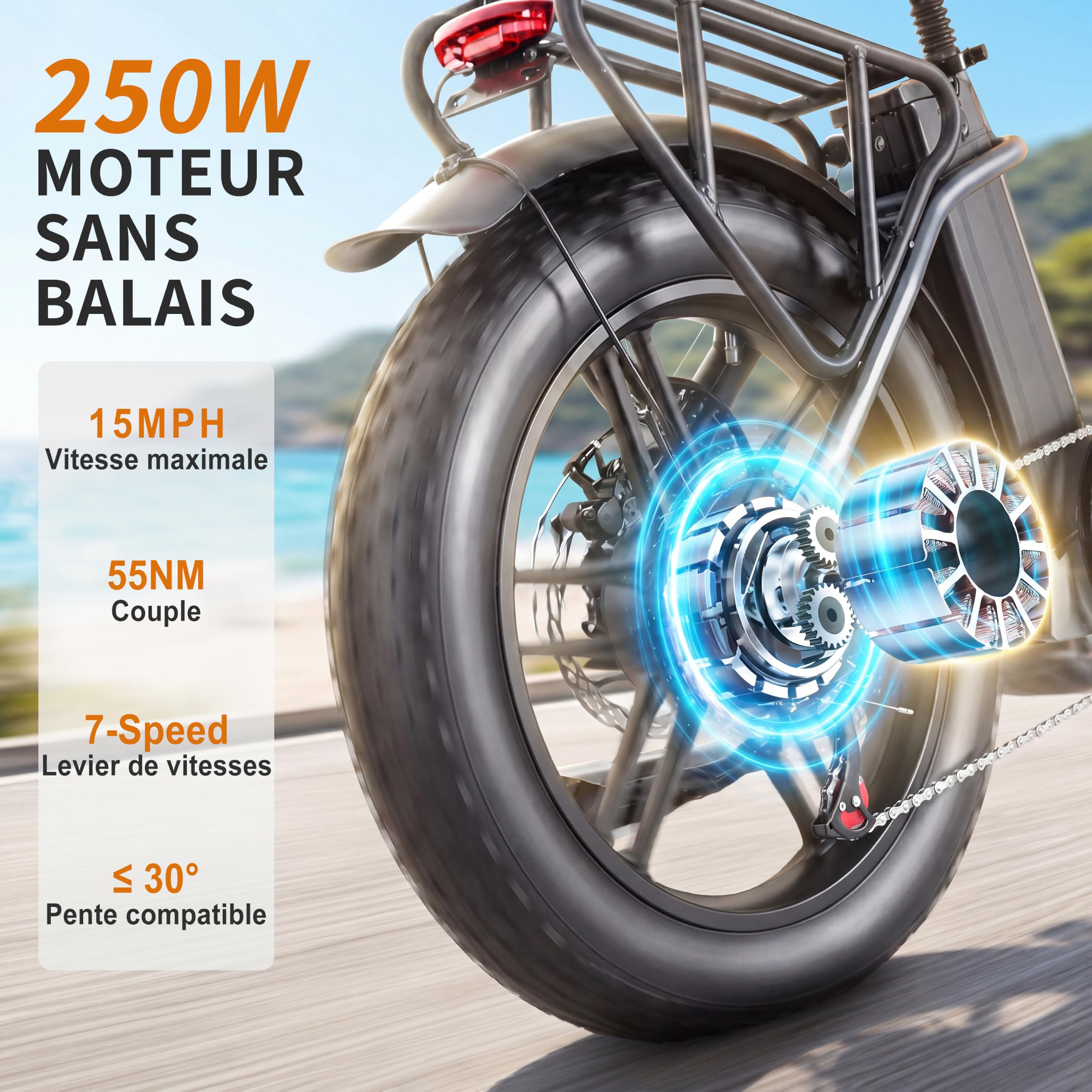 Vélo Électrique Adulte, Autonomie 80km, 25 km/h