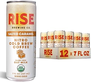 Salted Caramel Nitro Cold Brew, No Sugar Added & No Dairy, Organic & Non-GMO, Low Acidity & Vegan, 7 Fl. Oz. Cans
