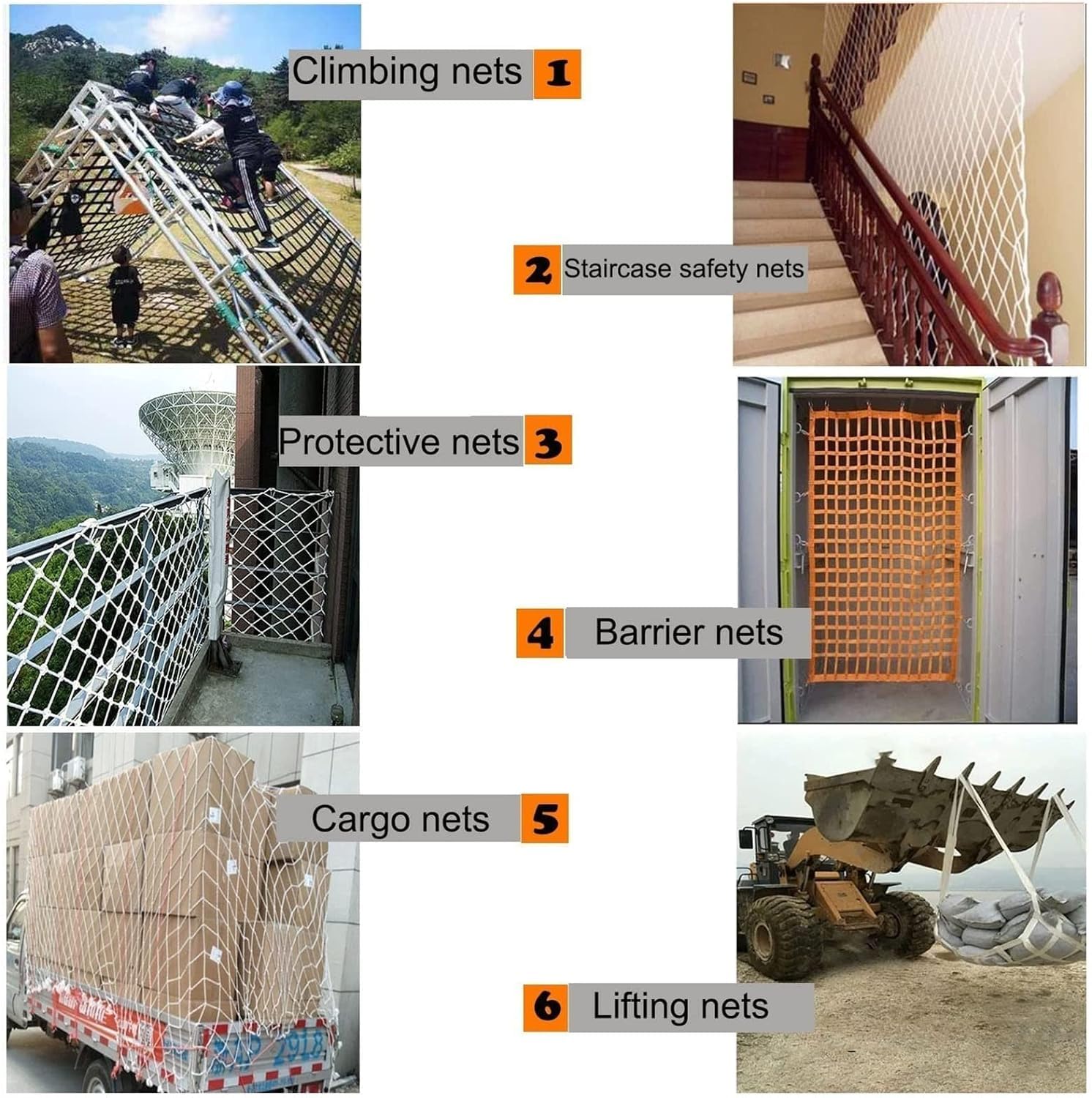 Hebenetz, wiederverwendbare Hebebeutel, elastisches Gepäcknetz, starke Tragegurte (Größe: 1,5 x 1,5 m/Maschenweite 10 cm/Belastung 300 kg)