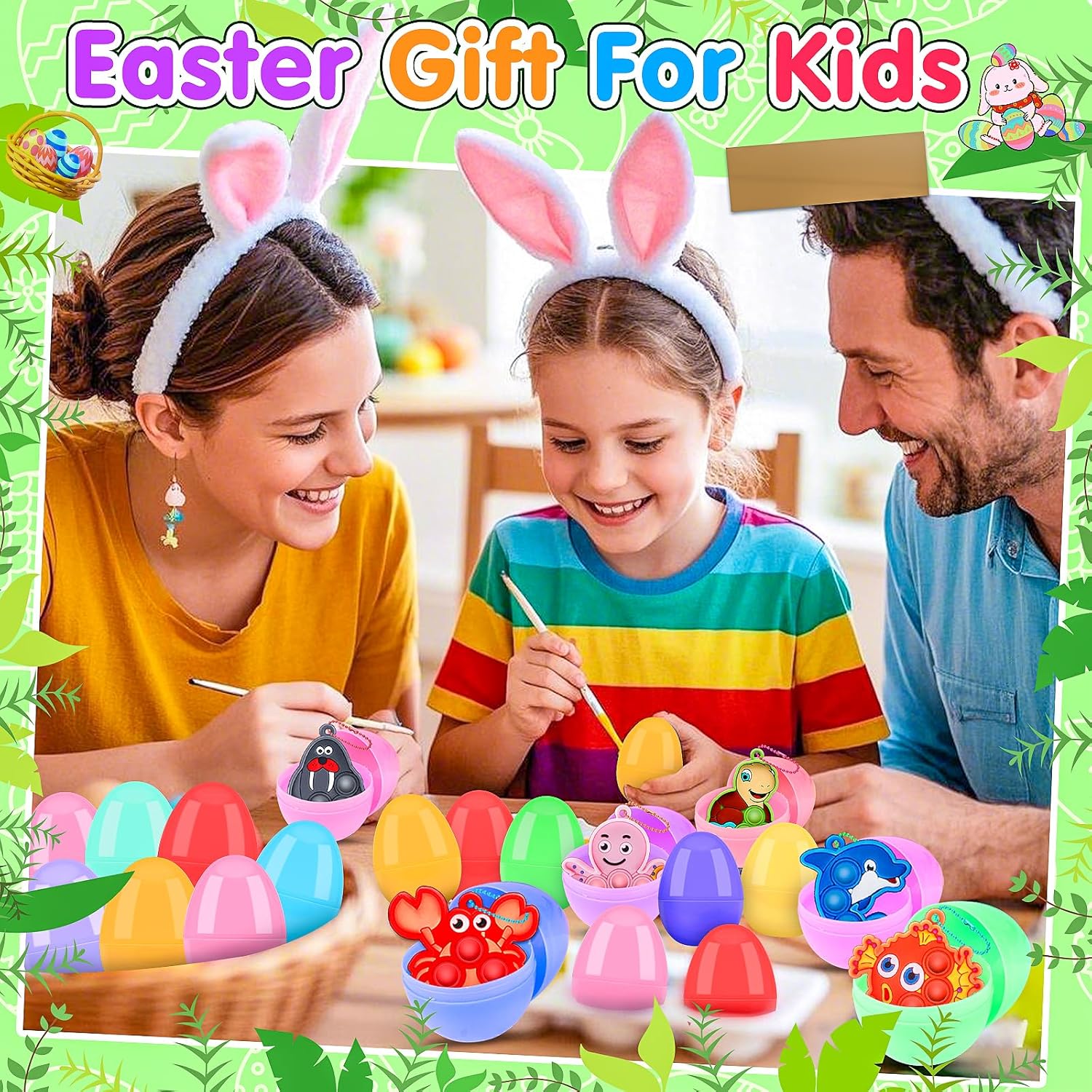 24 Pack Prefilled Easter Eggs with Toys,2.7inch Easter Eggs Filled with Sea Animal Pop Toys,Easter Basket Stuffers for Kids,Prefilled Eggs for Easter Egg Hunt - Image 4