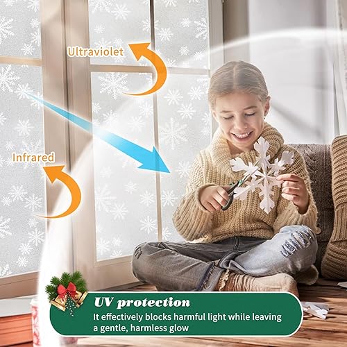 Miniatura 4 de WPCTEV Película esmerilada no adhesiva para ventana, película esmerilada de privacidad, autoestática, película de vidrio Vinly anti UV, decorativa