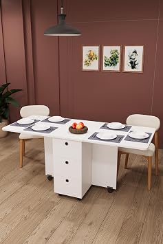 ASRA TREND Saf Beyaz KM-100  ekmeceli Katlan r Mutfak Masas  ve Kiler Dolab  168x70 cm%100 MDFLAM