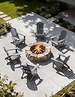 Vista 24 de Silla Adirondack plegable, sillas Adirondack de plástico texturizado de madera con soporte para 2 tazas, silla para hoguera de polietileno de alta