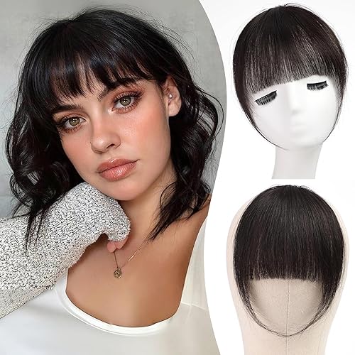 Miniatura 9 de HAIRCUBE Flequillos de cabello 100% humano con flequillo, flequillo con clip, flecos con sienes, extensiones de cabello para mujer, extensiones de