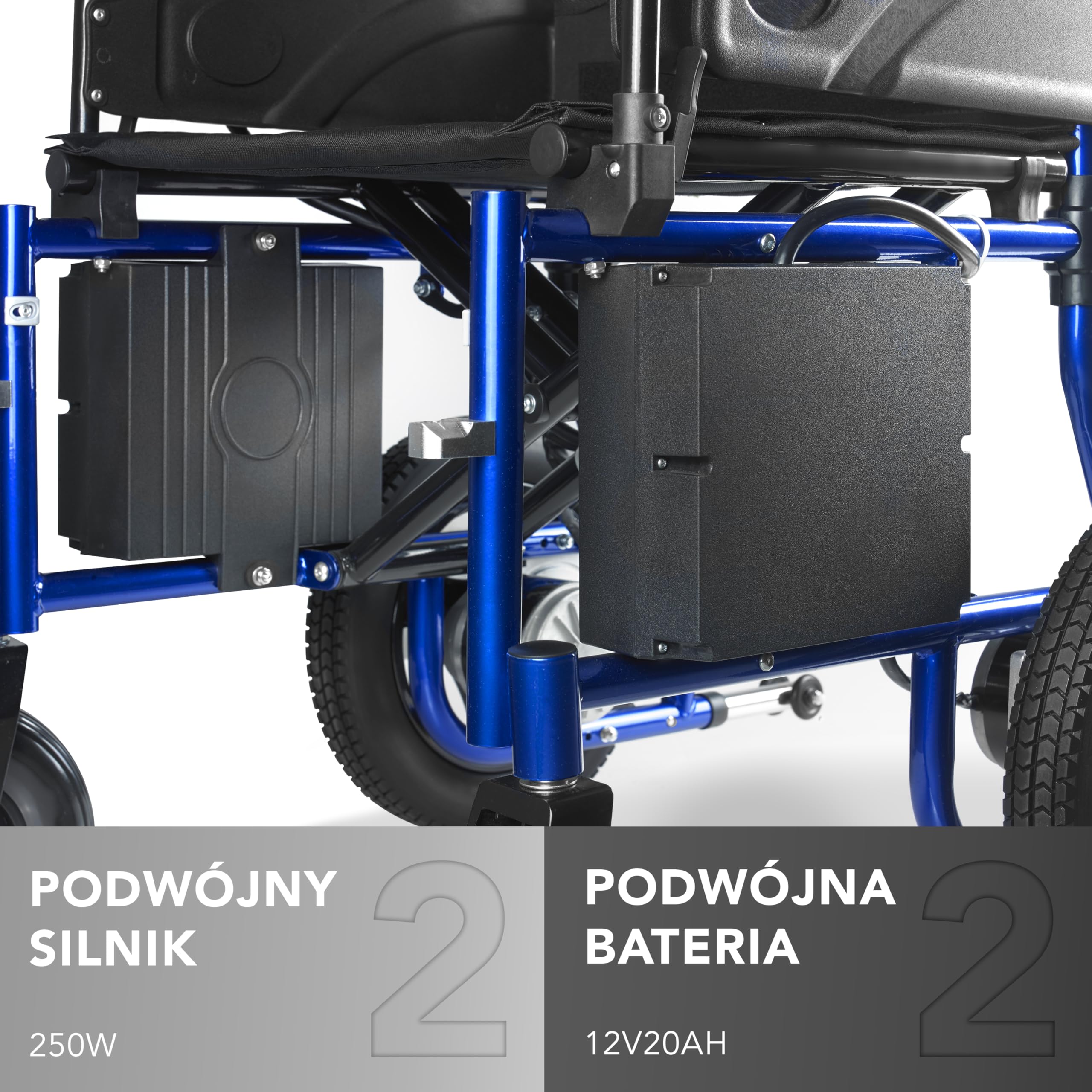 AIESI® Wózek Inwalidzki elektryczny składany dla osób starszych i niepełnosprawnych AGILA R-EVOLUTION, Składane podłokietniki i oparcie, Zdejmowany podnóżek, Pas bezpieczeństwa, Gwarancji 24 miesiące