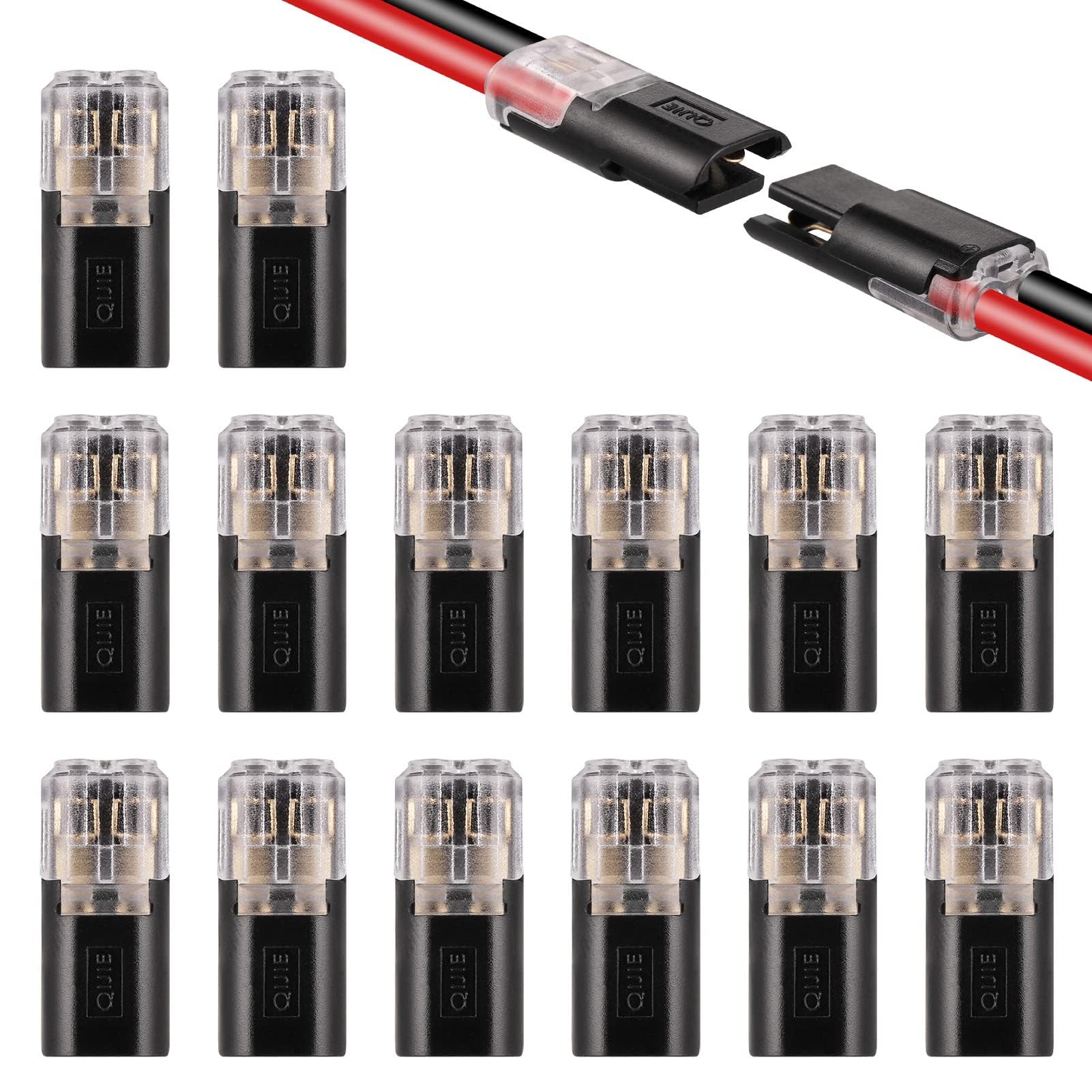 BIGTHREE® Low Voltage Wire Connectors, 2 Pin Electrical Connectors Compact Wire Terminals, Quick Dual Wire Terminal Block No Wire-Stripping Required Conductor Cable Connectors for 18-22mm AWG(16)