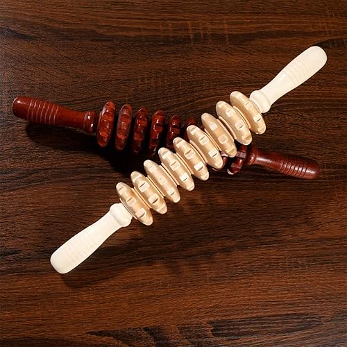 Miniatura 3 de Rodillo masajeador de madera, masaje de mano, punto gatillo, liberación muscular manual, 2 unidades