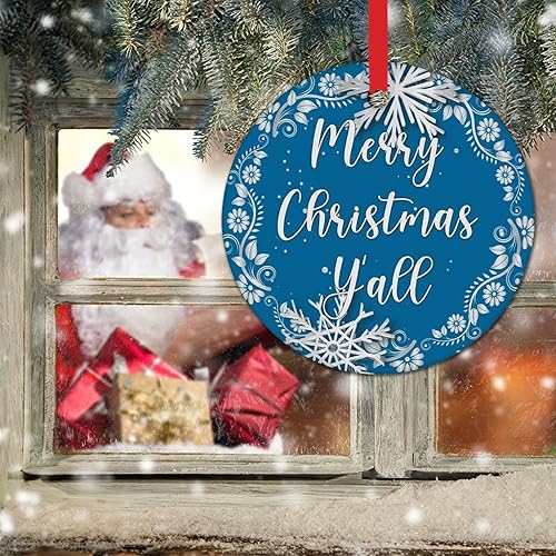 Miniatura 50 de Tree Decoration Ornaments Merry Christmas Y'all Holiday Present Ceramic Xmas Tree Ornament Gold Snowflake Ball Wreath Christmas Decorations Gift