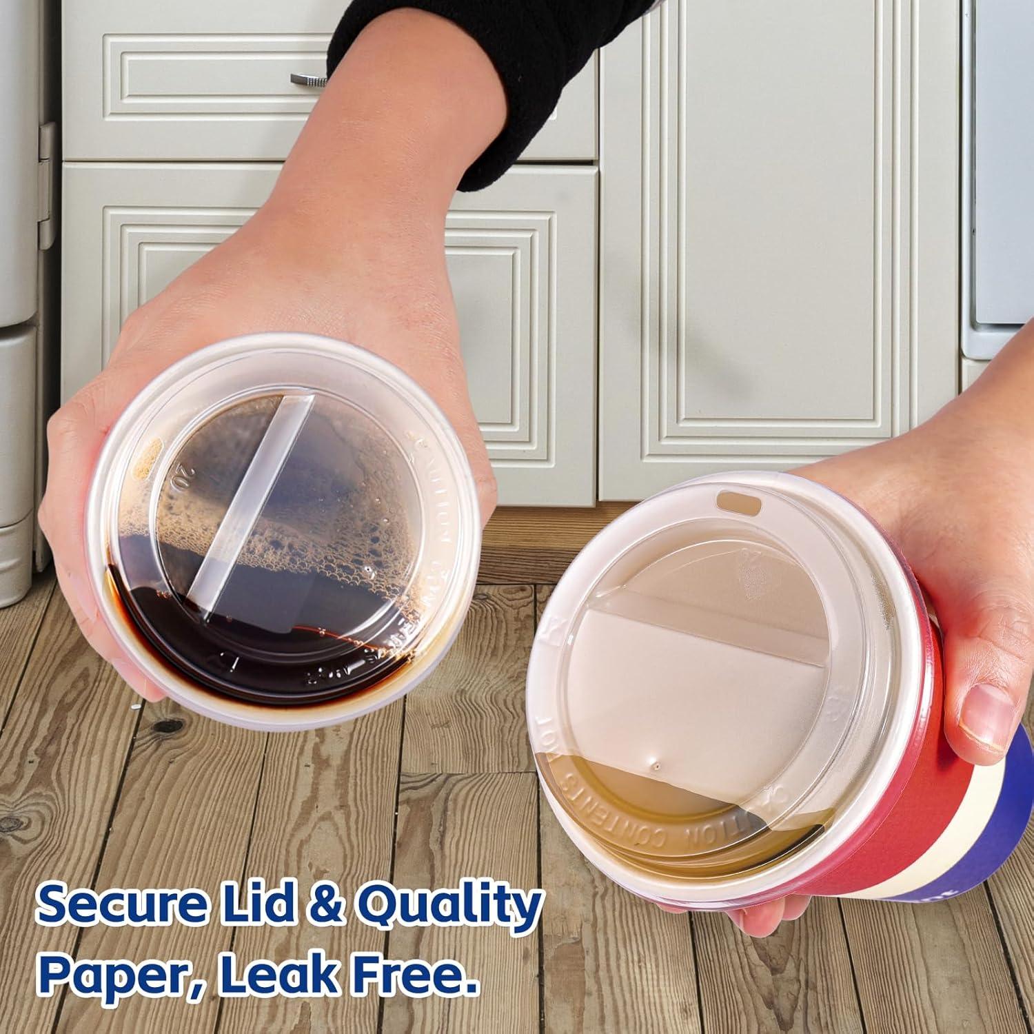12 oz 100 Set Coffee Cups with Lids and Straws and Sleeves, Insulated Disposable Paper Hot/Cold Water Tea Iced Cups Reusable To Go Reusable for Picnic, Office or Take-out - Image 6