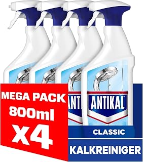 Antikal Kalkreiniger Classic, 4x800 ml | Entfernt Kalkablagerungen kraftvoll und hinterlässt glänzende Flächen in Bad und Dusche.