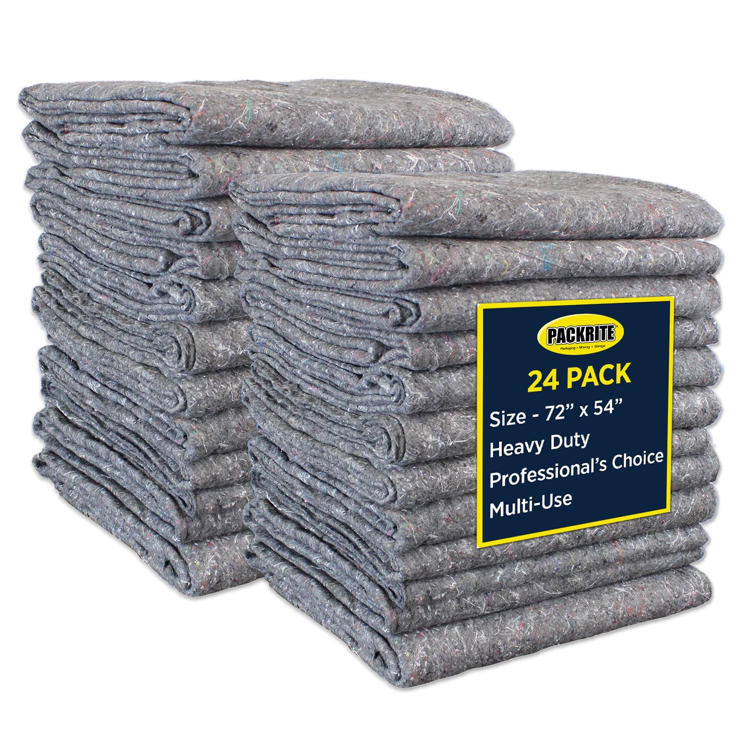 Padded XL Moving Blankets, 24 Pack, Heavy Duty, Eco-Friendly Pads for Packing & Furniture Protection