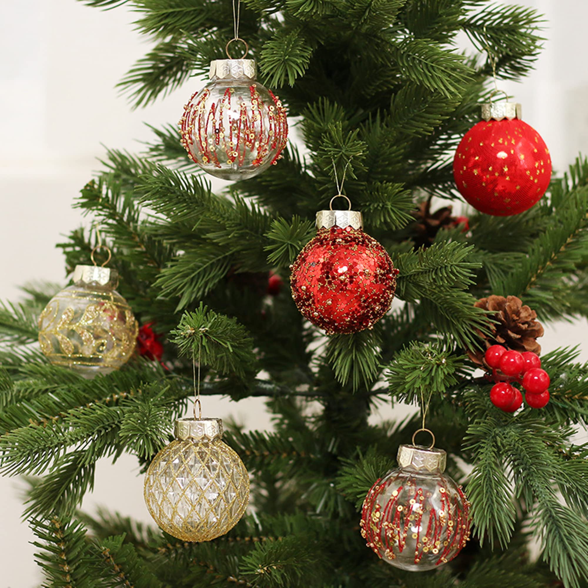 Lot de 25 boules de Noël incassables de 6 cm pour sapin de Noël