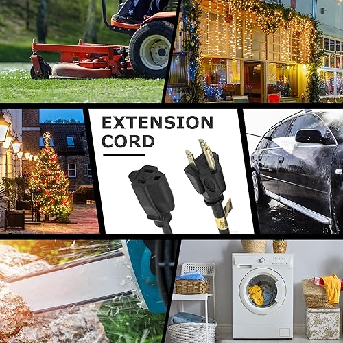 Miniatura 7 de YOJOE Cable de extensión para exteriores de 6 pies para decoraciones navideñas, 163 SJTW cable de alimentación resistente al agua con enchufe de 3