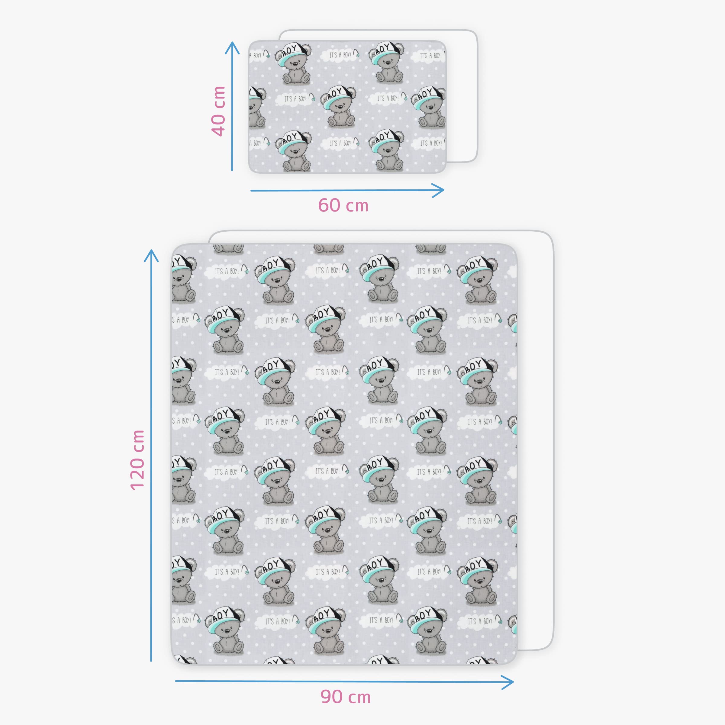 Baby Comfort 4 Piece Toddler Kids Cot Bed Set 120x90 cm Duvet Pillow Duvet Cover Pillowcase 12M+ (It's a Boy) - Image 4