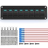 Joinfworld 8 Gang Rocker Switch Panel Waterproof 12V Blue LED Light Bar Switch Panel 12 Volt Rocker Toggle Switch 3 Pin ON/Off with Pre-Wired for Boat Marine Automotive Car Truck RV UTV