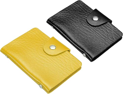 PATIKIL Portatarjetas de crédito, paquete de 2 monederos delgados de cuero, organizador de almacenamiento para tarjetas de visita con 12 ranuras