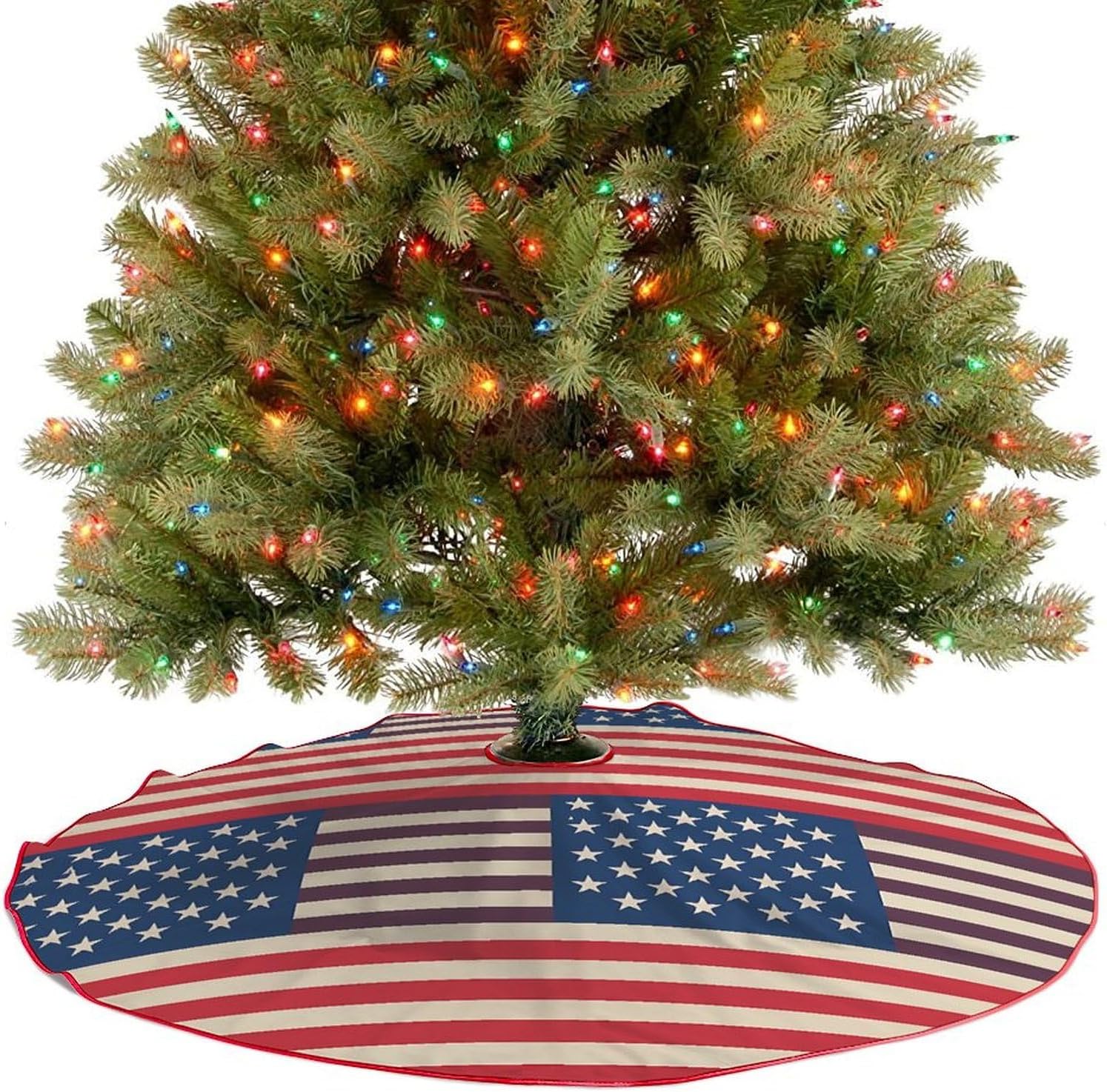 Christmas Tree Skirt Large Tree Skirts American Flags Xmas Tree Skirt Christmas Decoration Christmas Tree Mat for Indoor Outdoor Holiday Party Xmas Tree Decor